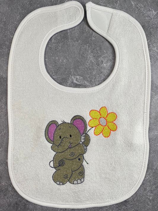 Embroidered Baby Bib - Little Nellie #9 - with Flower image 0