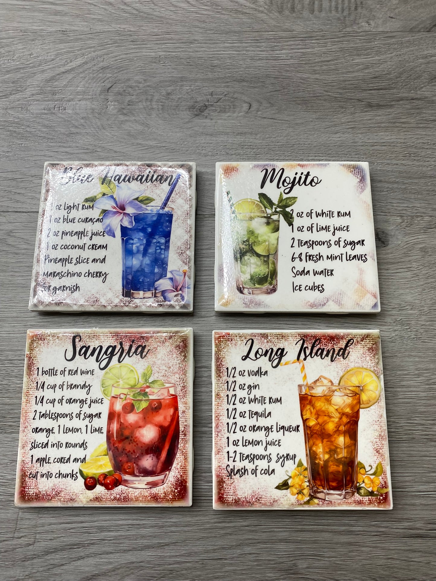 Decorative Square Ceramic Tile Coaster Set